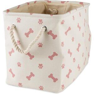 Pet Storage Collection Paw and Bone Print, Small Rectangle, Rose